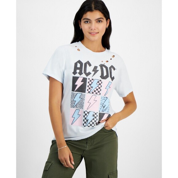 Grayson Threads, The Label Juniors ACDC Distressed Tee, Blue, XL - Picture 2 of 3